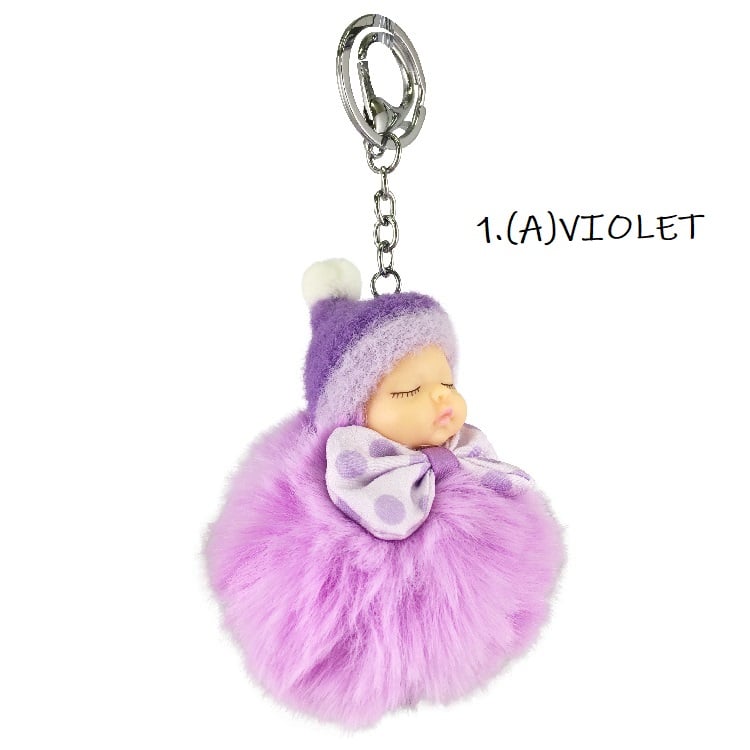 T62.[キーホルダー]ふわふわ ボンボン 赤ちゃん チャーム(A