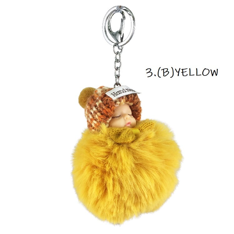 T68.[キーホルダー]ふわふわ ボンボン 赤ちゃん チャーム(B