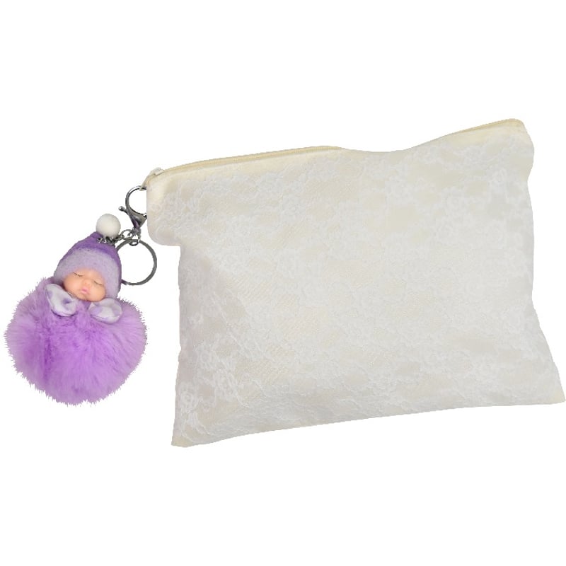 T62.[キーホルダー]ふわふわ ボンボン 赤ちゃん チャーム(A)アソート