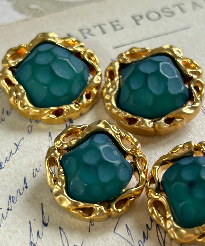 Japanese Vintageボタン グリーン×ゴールド 23mm /20mm | Le C