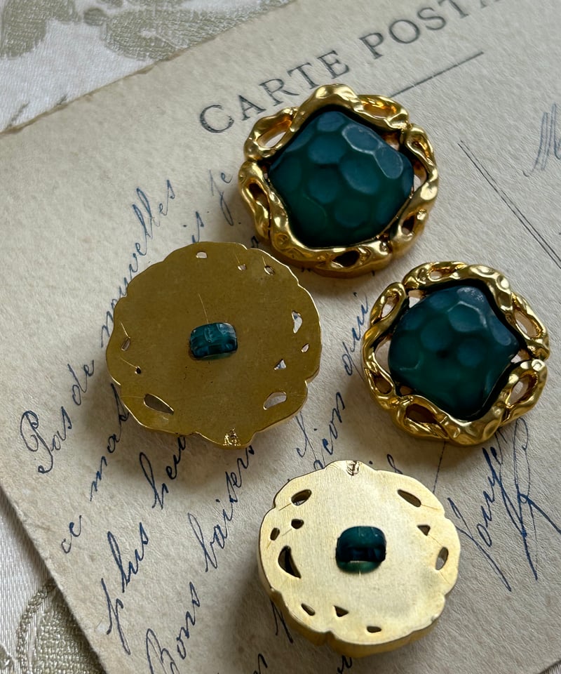Japanese Vintageボタン グリーン×ゴールド 23mm /20mm | Le C
