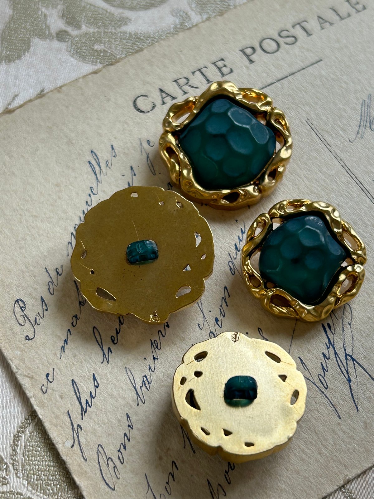 Japanese Vintageボタン グリーン×ゴールド 23mm /20mm | Le C