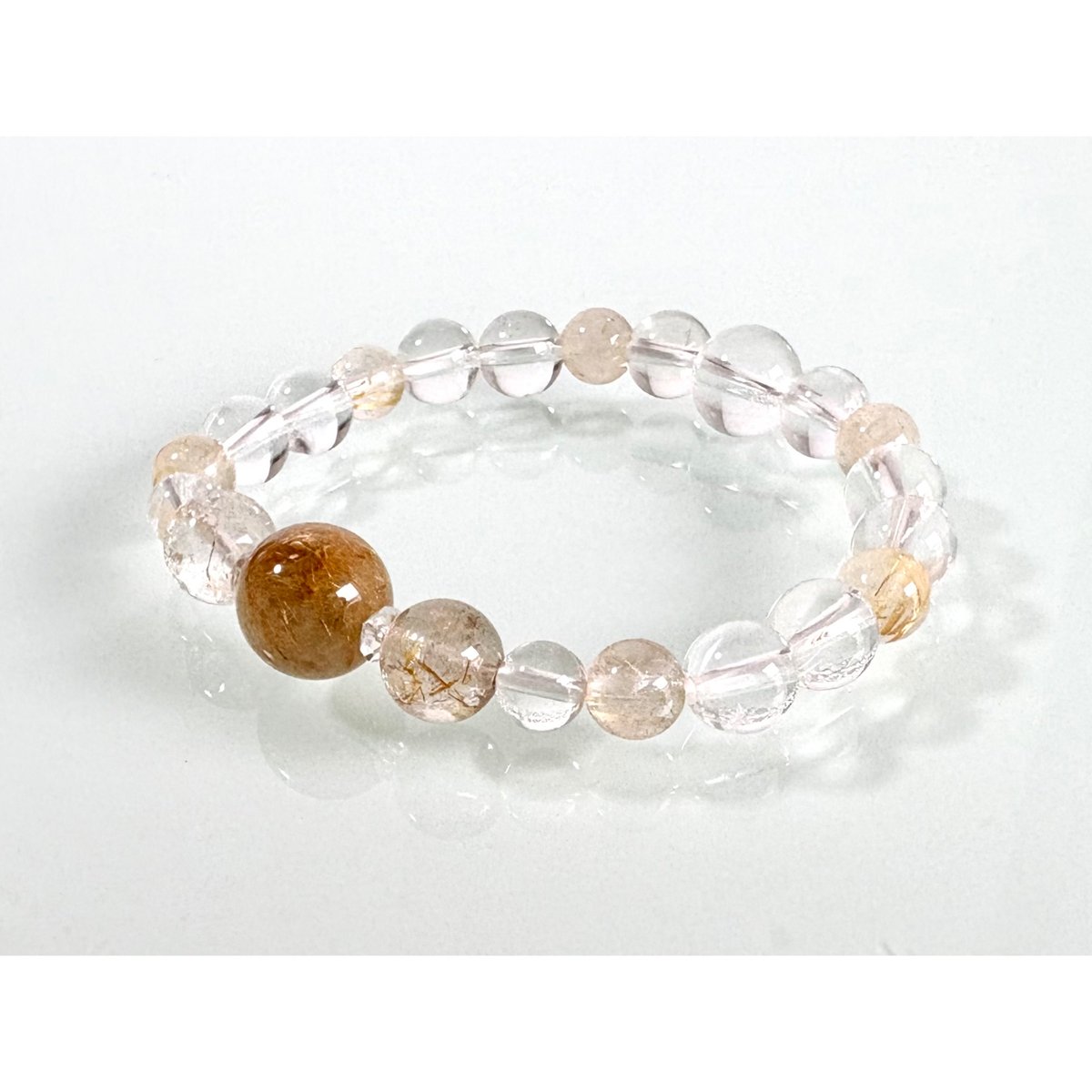 フラーレン　ルチルクォーツ　all RE0747 ブラックプラチナルチルクォーツ 13mm ブレスレット