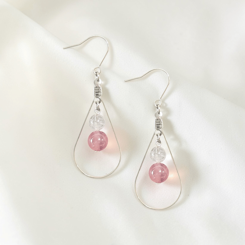 ディープローズクォーツ＆モルガナイト】 ピアス | WISTERIA-KYOKO