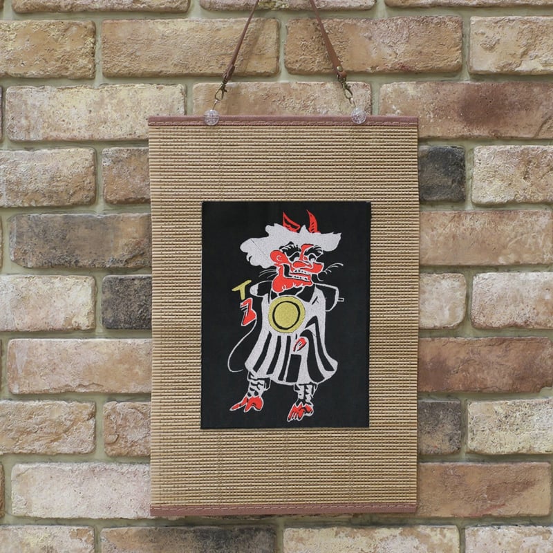 大津絵 鬼の寒念仏 刺繍 和風 壁掛け 壁飾り 掛け軸 大津絵 鬼の寒念仏 刺繍 和風 壁掛け 壁飾り 掛け軸