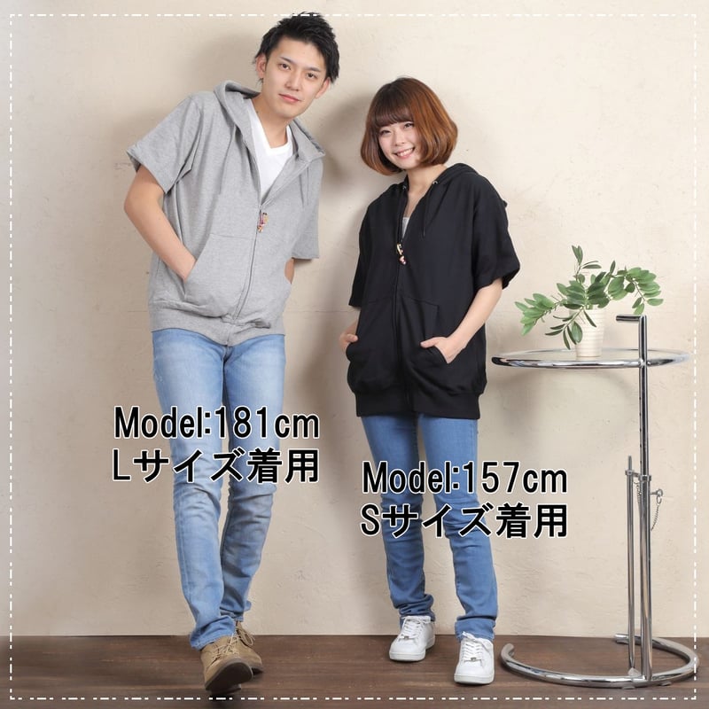 般若の能面 刺繍パーカー 半袖 メンズ レディス [受注生産品] | なむ