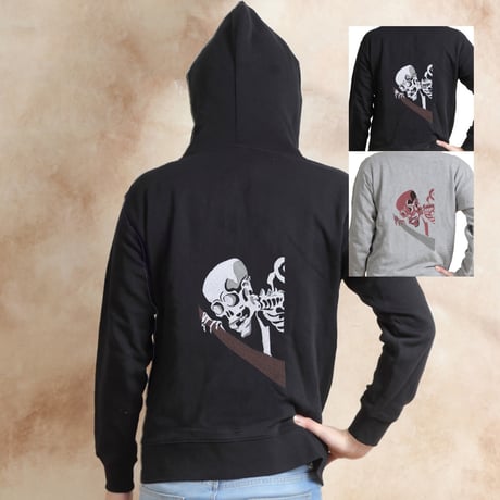 歌川国芳 「相馬の古内裏」のがしゃどくろ 一勇斎国芳 刺繍パーカー 長袖 メンズ レディス [受注生産品]