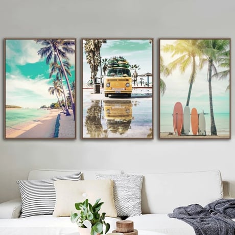 ビーチ アート ポスター 21×30cm フレームなし 写真 海 サーファー 西海岸 ハワイ カフェ ハワイアン インテリア A4 おしゃれ