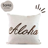 SoHa LIVING アロハ スクリプト ブラウン クッションカバー 46x46cm ハワイアン ソーハリビング