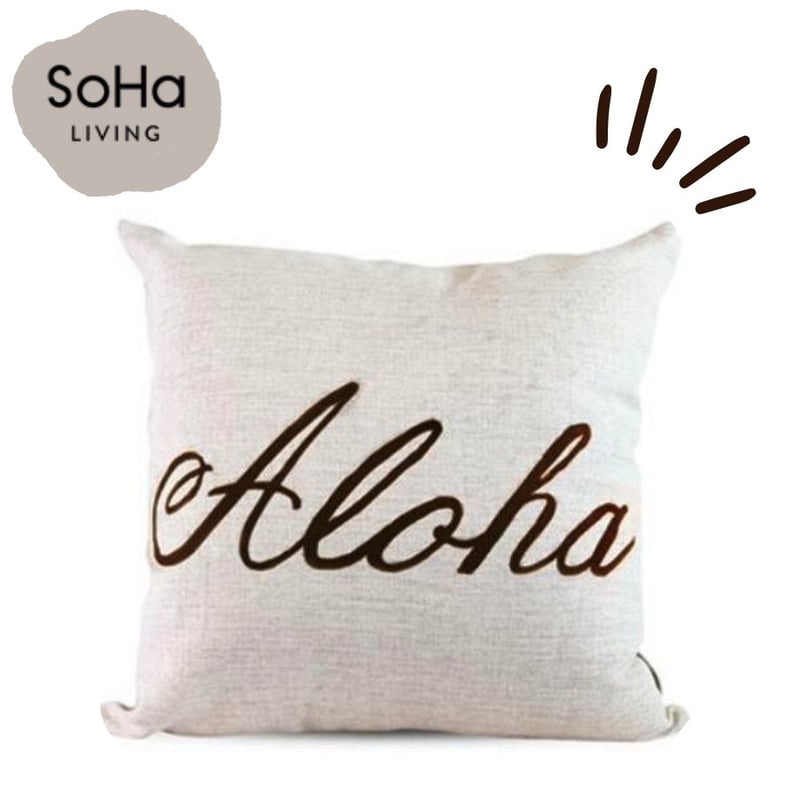 SoHa LIVING アロハ スクリプト ブラウン クッションカバー 46x46cm ハワイ SoHa LIVING アロハ スクリプト ブラウン クッションカバー 46x46cm ハワイ