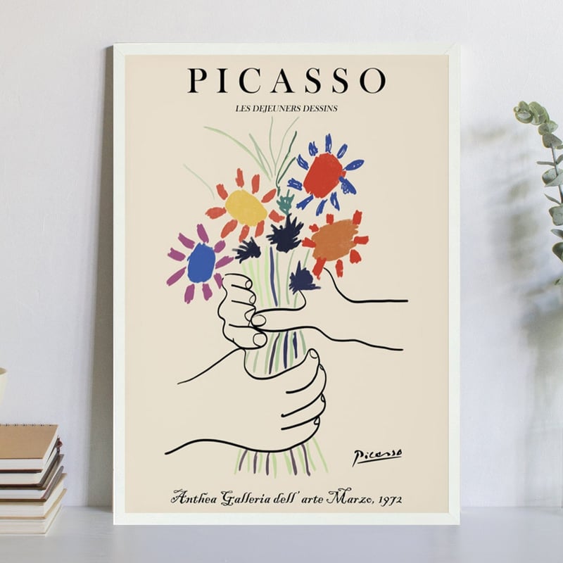 サラデママ ピカソ 花束 アート ポスターpablo picasso A4サイズ 21×30c