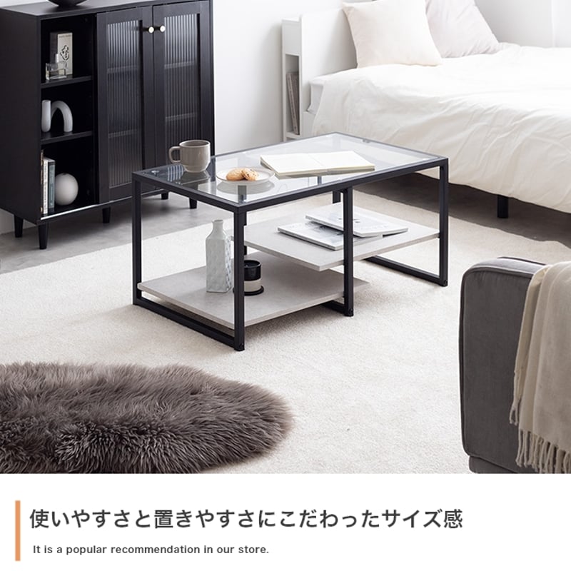 センター ガラス ロー テーブル 幅80cm×奥行50cm×高さ40cm マーブル