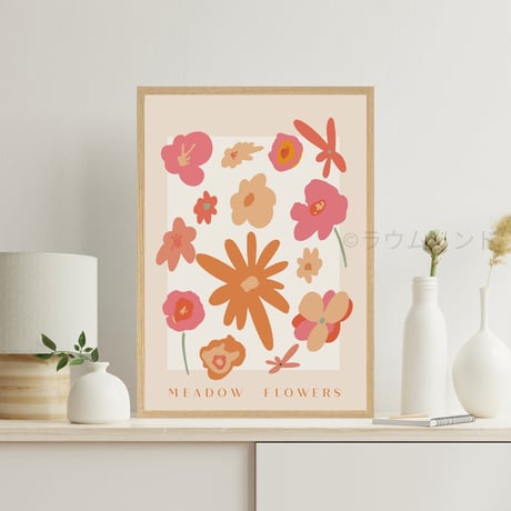サラデママ 草原の花 アート ポスターMEADOW FLOWERS A4サイズ 21×30cm フレーム別売