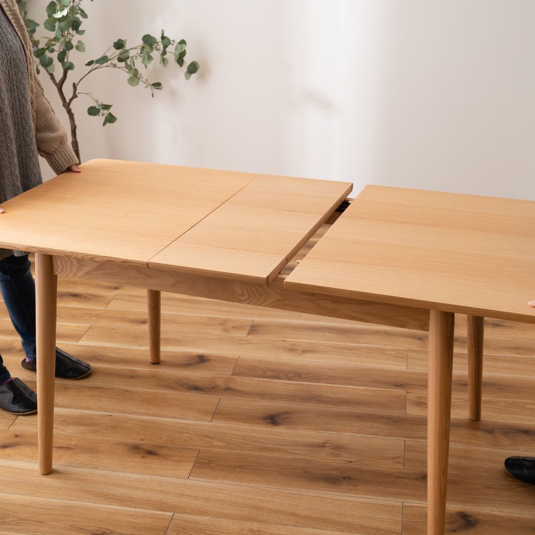 エクステンションテーブル　ダイニングテーブル　⭐️最終価格⭐️ 伸長式 木製 ダイニングテーブル エクステンション 4人用 アッシュ 幅