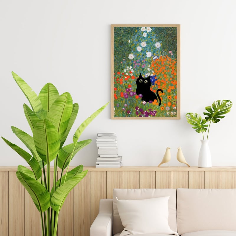 黒猫 ポスター 21×30cm A4 アート フレームなし ねこ ネコ 猫 ブラック