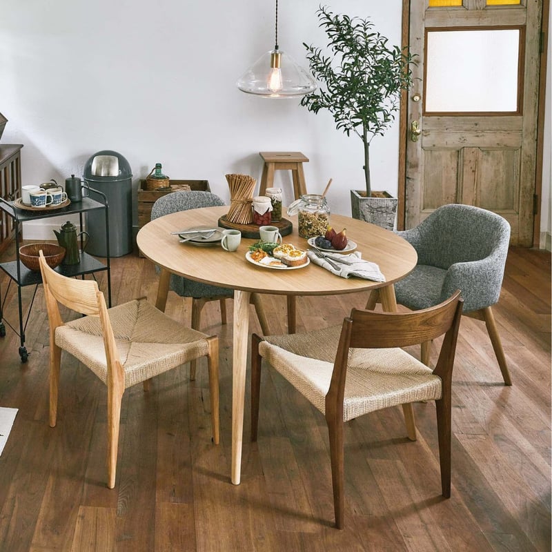 木製 円形 ダイニングテーブル 3～4人用 アッシュ ナチュラル ブラウン