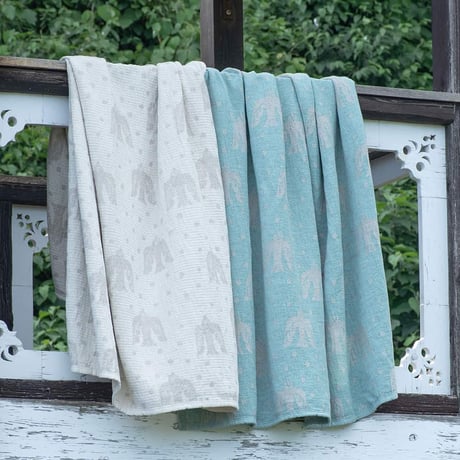 正規品 クリッパン ミナペルホネン リネン＆シュニールコットン シングル ブランケット birds in the snow 特典あり ナチュラル ライトブルー