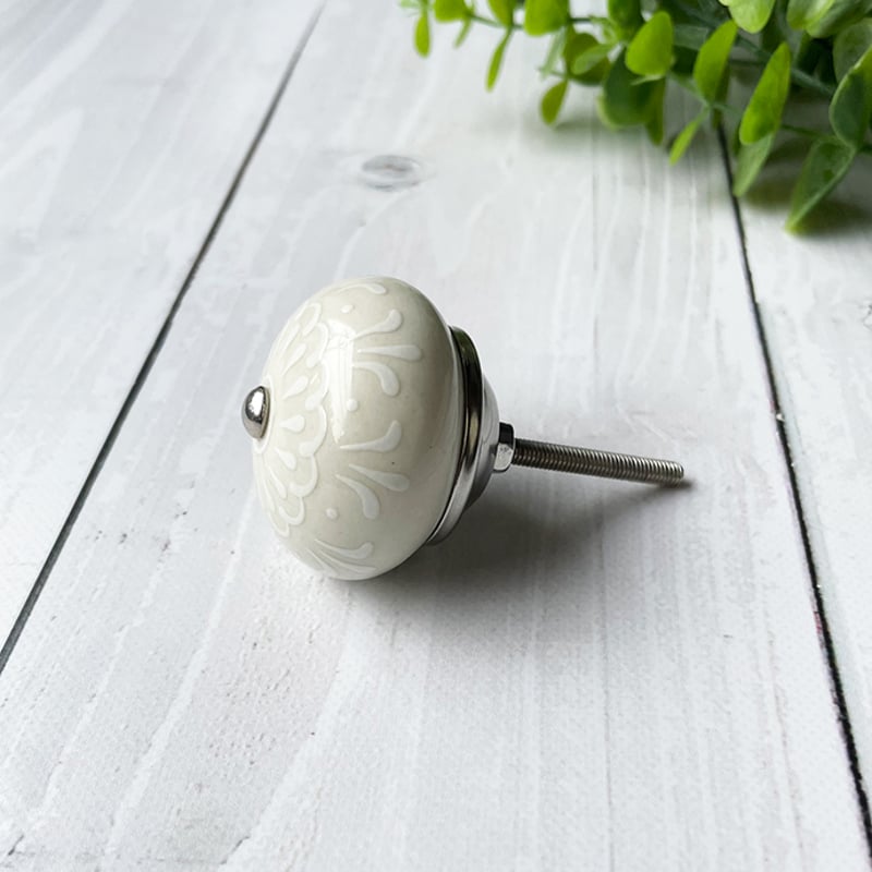 4点セット デコレーション ノブ アイボリー 直径4cm DIY 取手 ツマミ