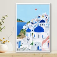 サラデママ ギリシャ 風景 イラスト アート ポスター A4サイズ 21×30cm フレーム別売