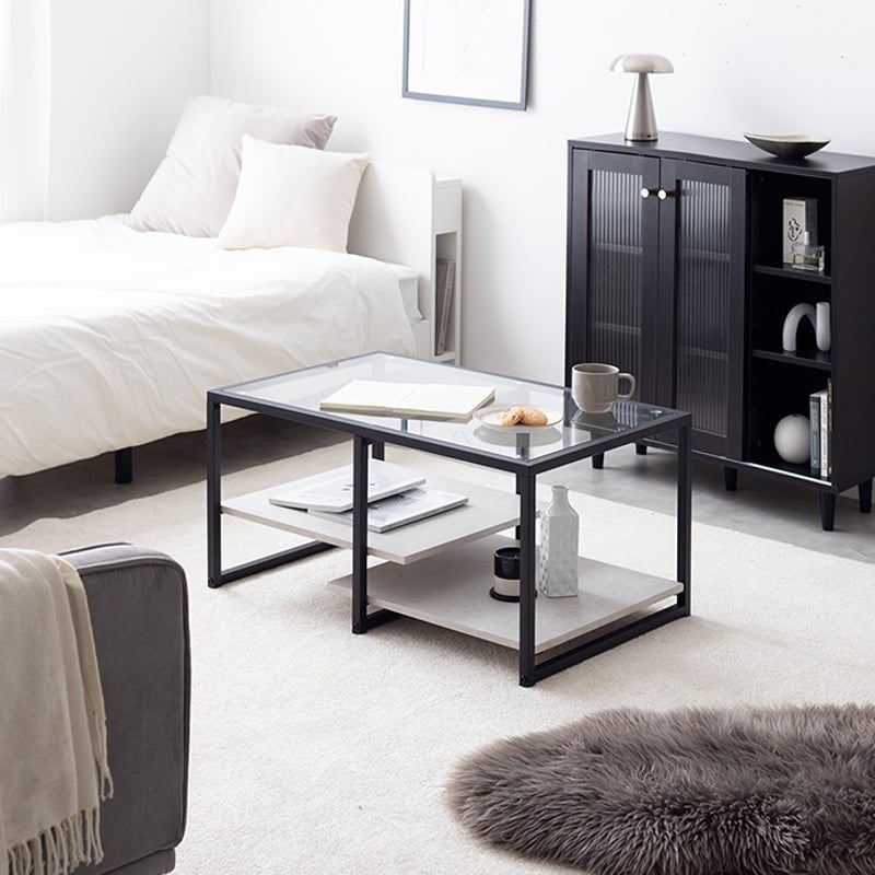 センター ガラス ロー テーブル 幅80cm×奥行50cm×高さ40cm