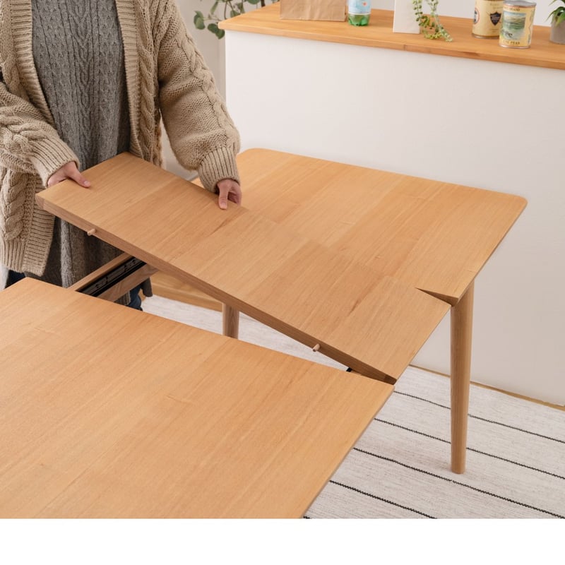伸長式 木製 ダイニングテーブル エクステンション 4人用 アッシュ 幅