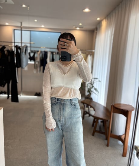 FUMIKA_UCHIDA "EYLET RIB STITCH BRA TOP" (OFF WHITE / CHARCOAL)