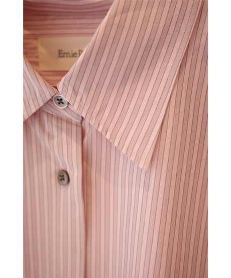 Ernie Palo "Silk Cotton Stripe Half Sleeve Shirt" Pink 38