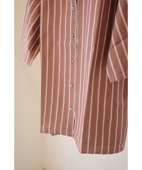 Ernie Palo "Silk Cotton Stripe Half Sleeve Shirt" Brown 38
