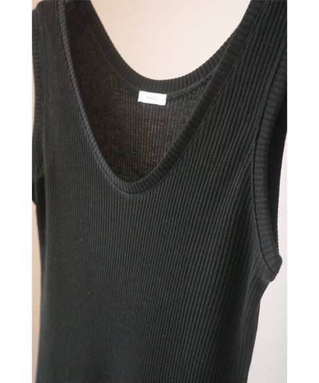 MALU “OSKER” Long sleeveless rib dress / black