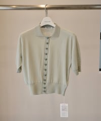 FUMIKA_UCHIDA "Knitted polo cardigan" sage grey / 36