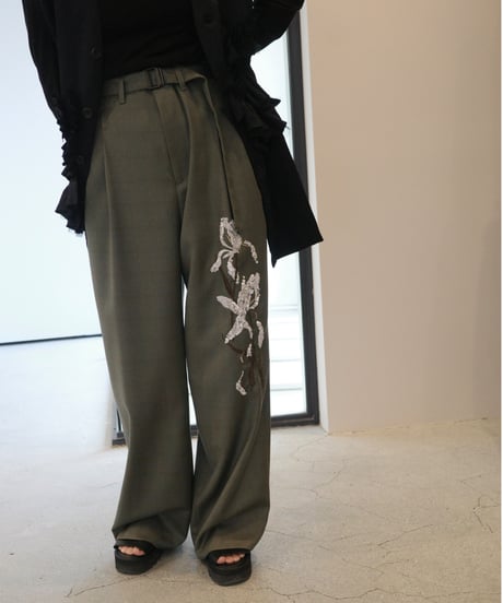 MARGE "Wool sequin-embellished belted trousers"