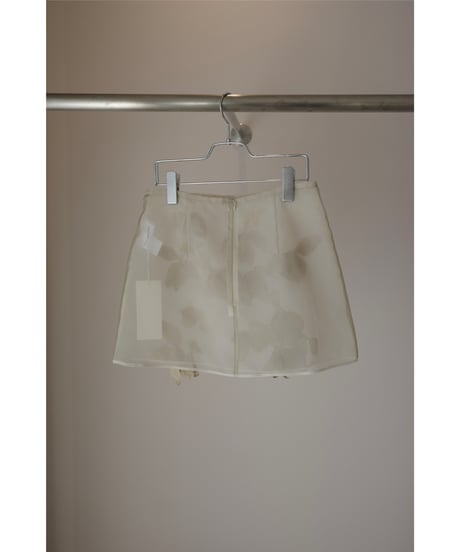 MARGE "Tulle floral motif micro mini skirt" beige / 36