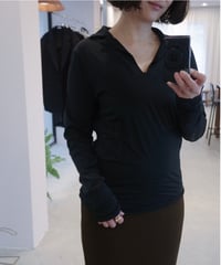 MALU “CLAIRE” Skipper collar long sleeve / black