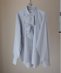 MARGE "Ruffle long sleeve shirt" light blue