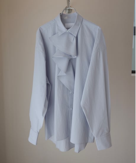 MARGE "Ruffle long sleeve shirt" light blue