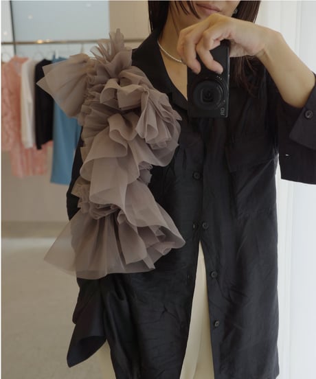 MARGE　Sustainable organza ruffle collar / Tou Limited color dark gray