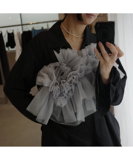 MARGE　Sustainable organza ruffle collar / Tou Limited color  gray