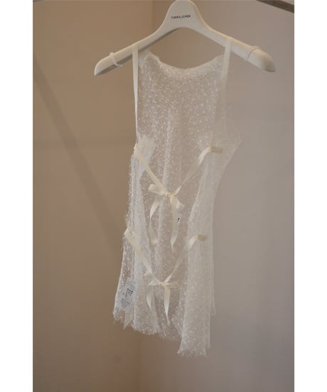 FUMIKA_UCHIDA "Dots Emb. tulle bib top" off white