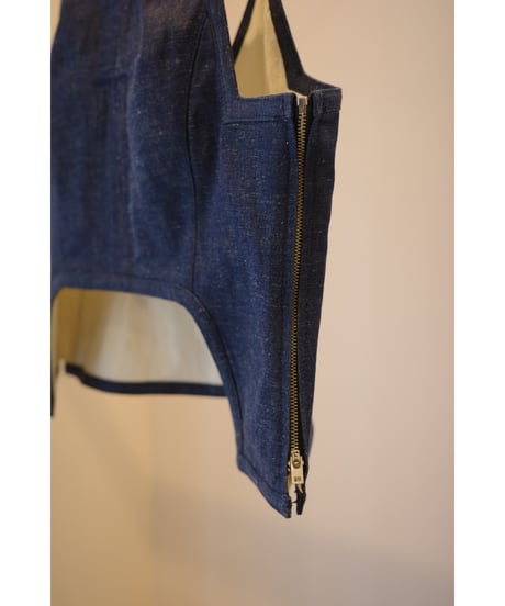 FUMIKA_UCHIDA　"NEPPED DENIM SQUARE-NECK TOP”