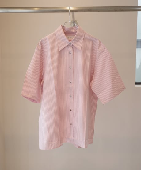 Ernie Palo "Silk Cotton Stripe Half Sleeve Shirt" Pink 38
