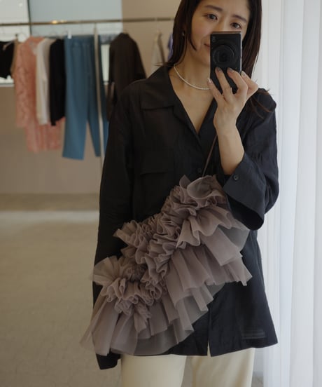MARGE　Sustainable organza ruffle collar / Tou Limited color dark gray