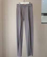FUMIKA_UCHIDA “Chambray two-tuck slacks” mauve grey