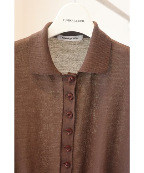 FUMIKA_UCHIDA "Knitted polo cardigan" brown