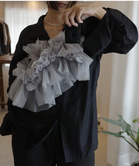 MARGE　Sustainable organza ruffle collar / Tou Limited color  gray