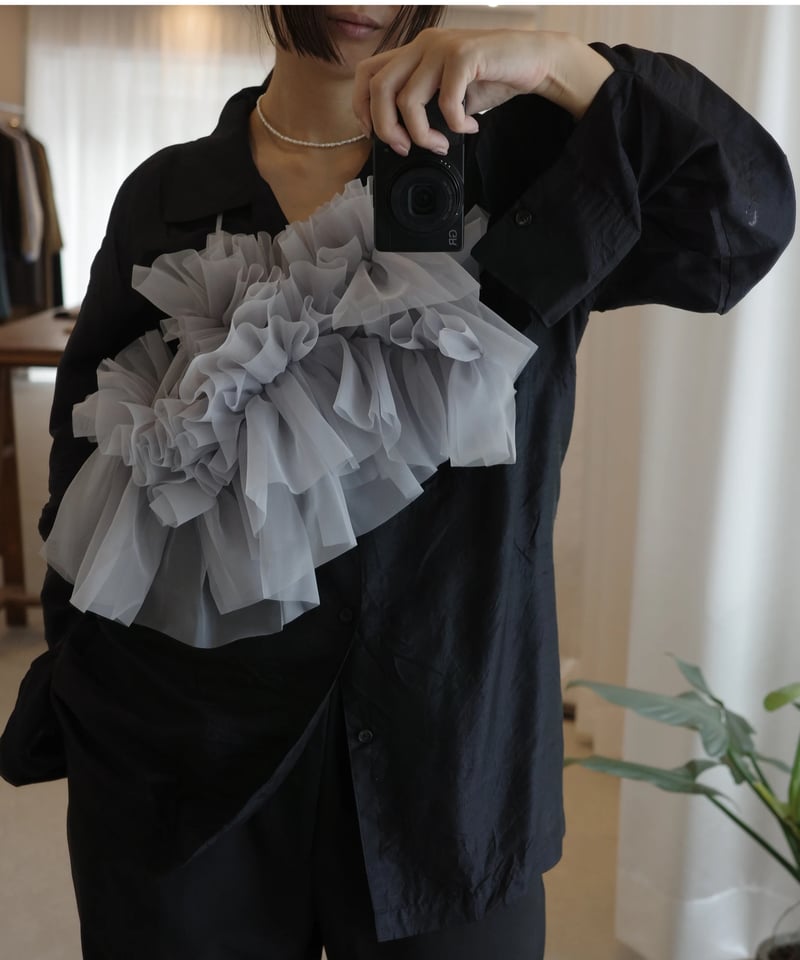 ワンピース marge sustainable organza ruffle sleeve MARGE Sustainable organza ruffle collar / Tou L