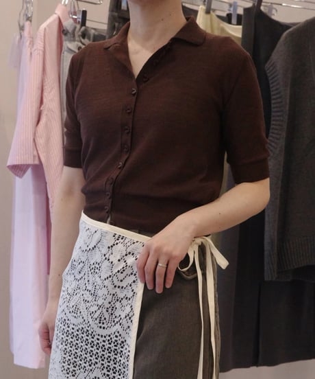 FUMIKA_UCHIDA "Knitted polo cardigan" brown
