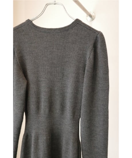 FUMIKA_UCHIDA "Rib Stitch U-neck Underwear" top charcoal