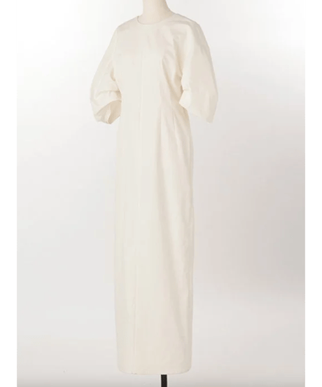 MARGE / Twill tuck sleeve gown (off white)