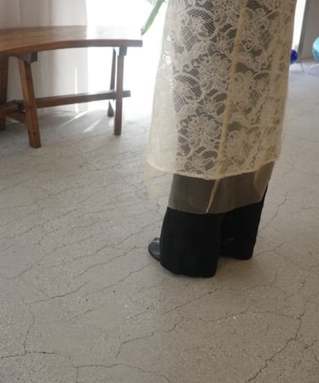 MARGE "Lace layered skirt" beige