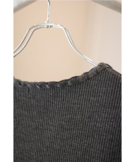 FUMIKA_UCHIDA "Rib Stitch Henley-neck Underwear" Top charcoal